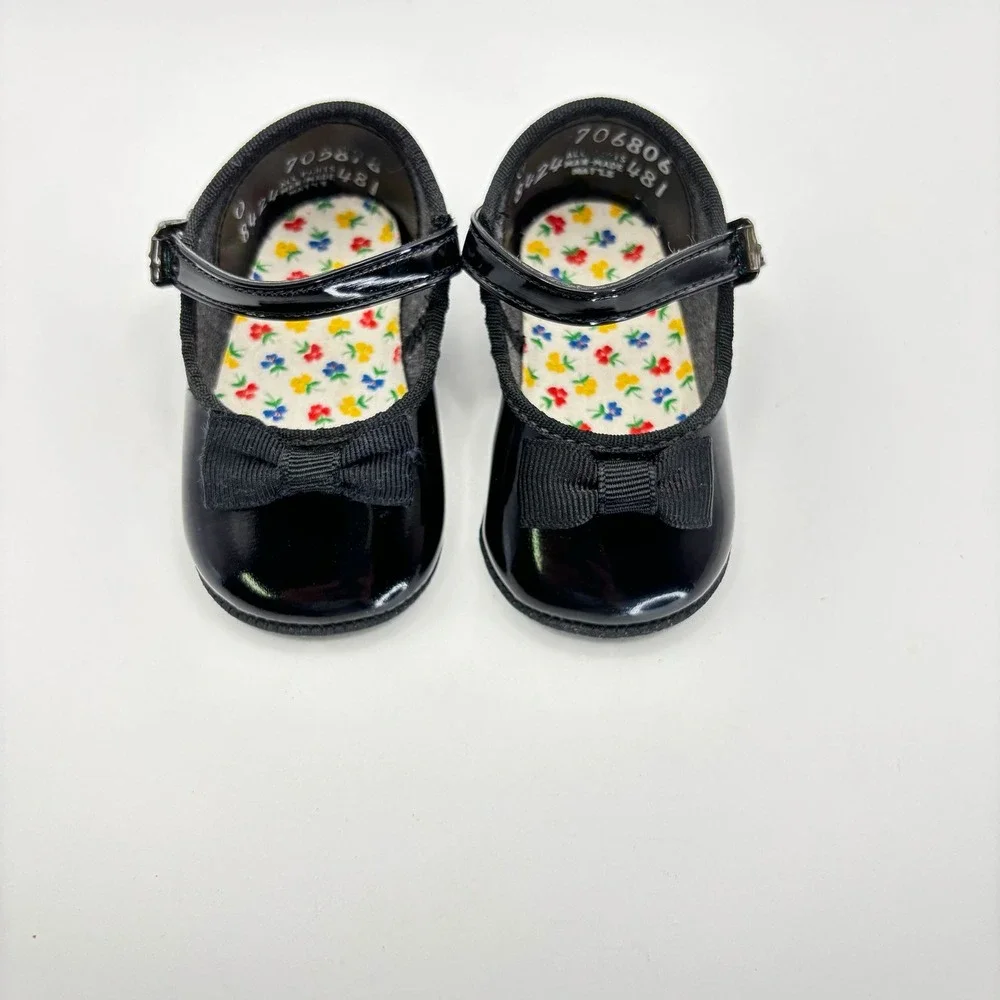 VTG 1950's Girls Black‎ Patent Leather 4